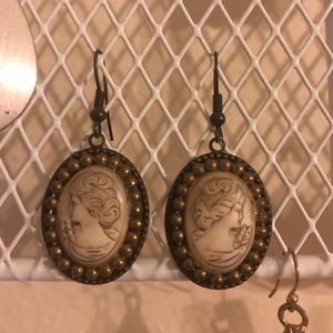 Bronze cameo earrings
